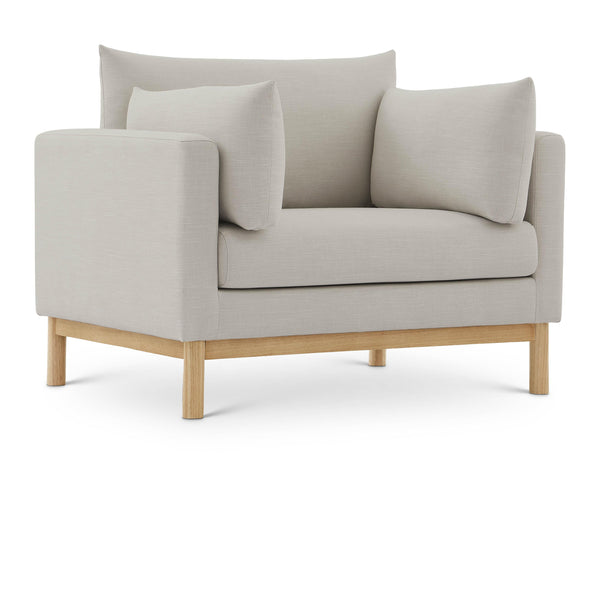 Meridian Langham Beige Linen Textured Fabric Chair IMAGE 1