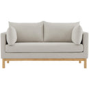 Meridian Langham Beige Linen Textured Fabric Loveseat IMAGE 5