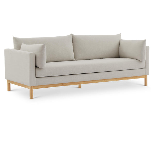 Meridian Langham Beige Linen Textured Fabric Sofa IMAGE 1