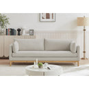 Meridian Langham Beige Linen Textured Fabric Sofa IMAGE 2