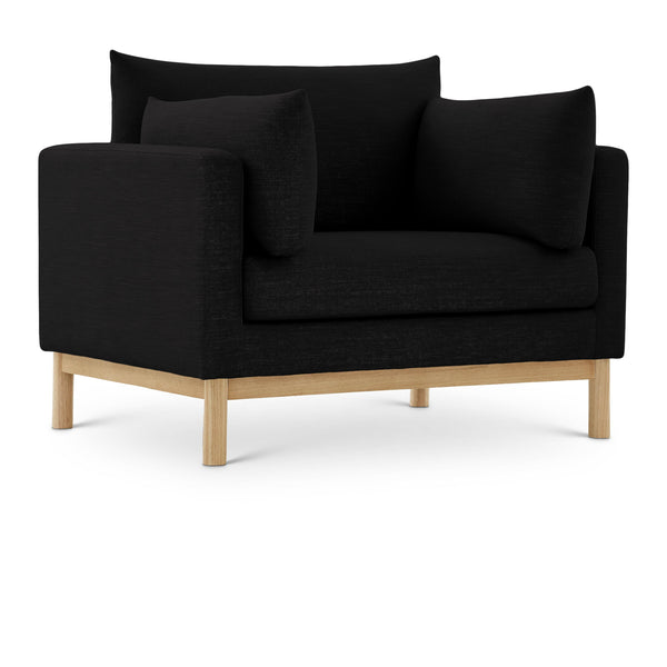 Meridian Langham Black Linen Textured Fabric Chair IMAGE 1