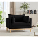 Meridian Langham Black Linen Textured Fabric Chair IMAGE 2