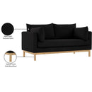 Meridian Langham Black Linen Textured Fabric Loveseat IMAGE 17