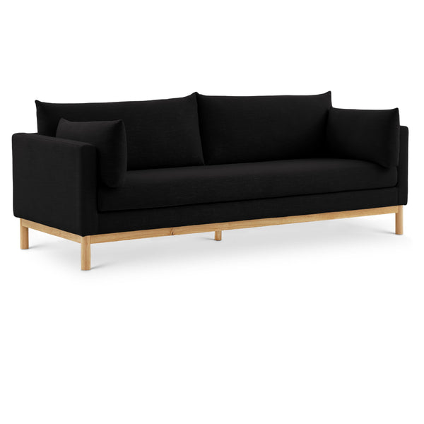 Meridian Langham Black Linen Textured Fabric Sofa IMAGE 1