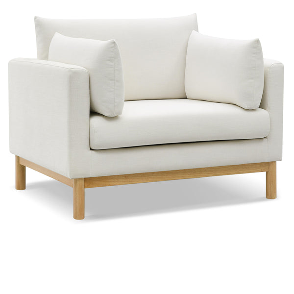 Meridian Langham Cream Linen Textured Fabric Chair IMAGE 1