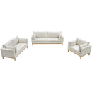 Meridian Langham Cream Linen Textured Fabric Loveseat IMAGE 13