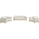 Meridian Langham Cream Linen Textured Fabric Sofa IMAGE 14