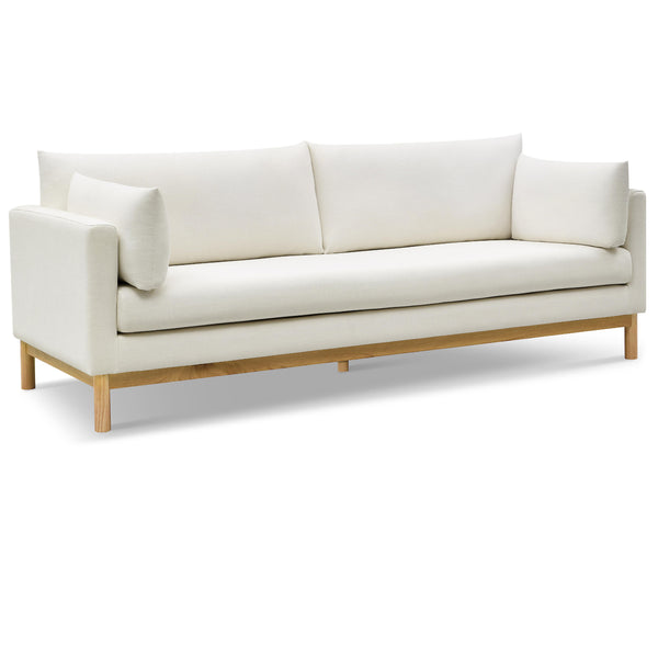 Meridian Langham Cream Linen Textured Fabric Sofa IMAGE 1