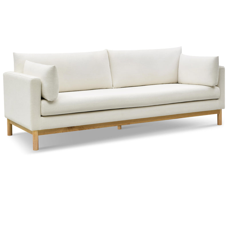 Meridian Langham Cream Linen Textured Fabric Sofa IMAGE 1
