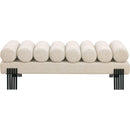 Meridian Akeela Beige Linen Textured Fabric Bench IMAGE 3