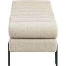 Meridian Akeela Beige Linen Textured Fabric Bench IMAGE 4