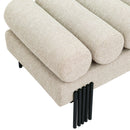 Meridian Akeela Beige Linen Textured Fabric Bench IMAGE 5