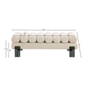  Meridian Akeela Beige Linen Textured Fabric Upholstered Bench IMAGE 7