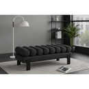 Meridian Akeela Black Linen Textured Fabric Bench IMAGE 2