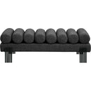 Meridian Akeela Black Linen Textured Fabric Bench IMAGE 3