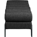 Meridian Akeela Black Linen Textured Fabric Bench IMAGE 4