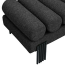 Meridian Akeela Black Linen Textured Fabric Bench IMAGE 5