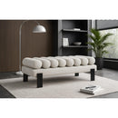 Meridian Akeela Cream Linen Textured Fabric Bench IMAGE 2
