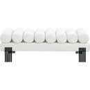 Meridian Akeela Cream Linen Textured Fabric Bench IMAGE 3