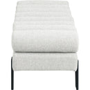 Meridian Akeela Cream Linen Textured Fabric Bench IMAGE 4