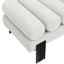 Meridian Akeela Cream Linen Textured Fabric Bench IMAGE 5