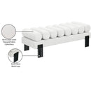  Meridian Akeela Cream Linen Textured Fabric Upholstered Bench IMAGE 8