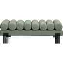 Meridian Akeela Green Linen Textured Fabric Bench IMAGE 3