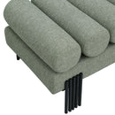 Meridian Akeela Green Linen Textured Fabric Bench IMAGE 5