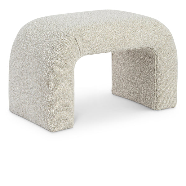 Meridian Niagara Cream Boucle Fabric Bench IMAGE 1