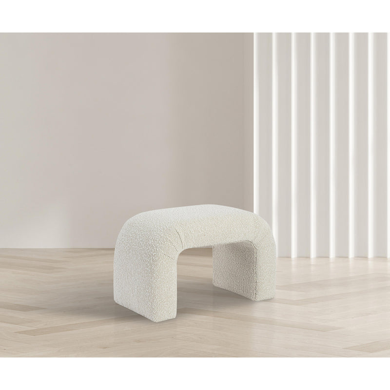 Meridian Niagara Cream Boucle Fabric Bench IMAGE 2