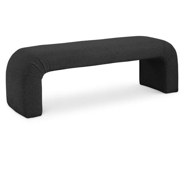 Meridian Niagara Black Boucle Fabric Bench IMAGE 1