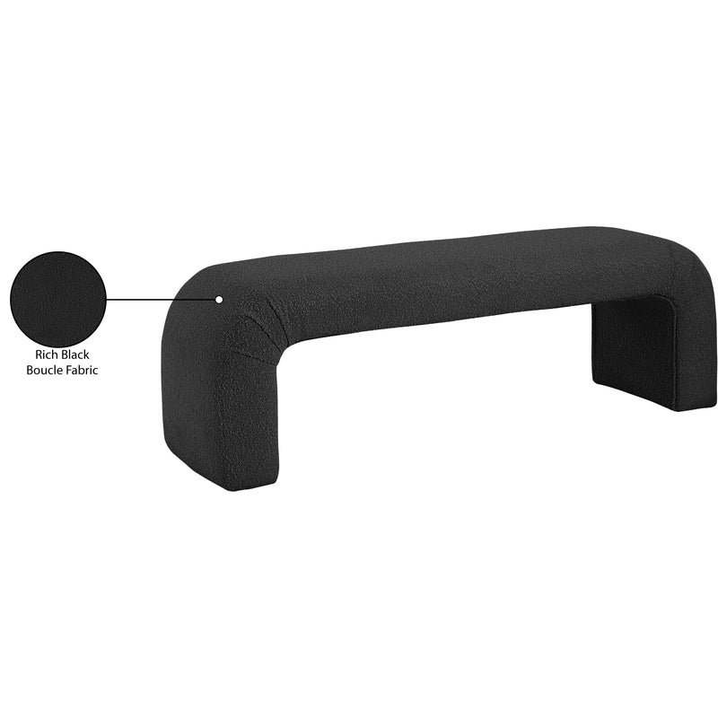 Meridian Niagara Black Boucle Fabric Bench IMAGE 8