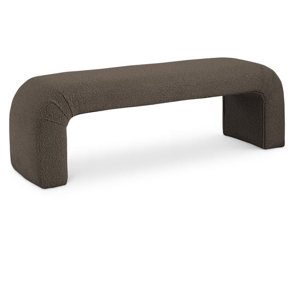 Meridian Niagara Brown Boucle Fabric Bench IMAGE 1