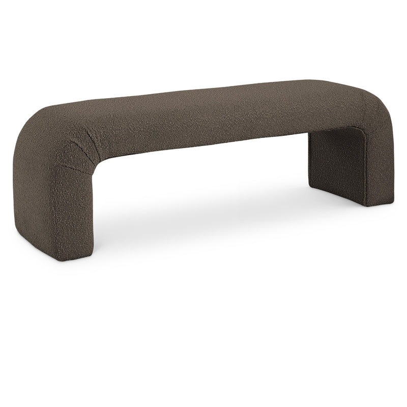 Meridian Niagara Brown Boucle Fabric Bench IMAGE 1