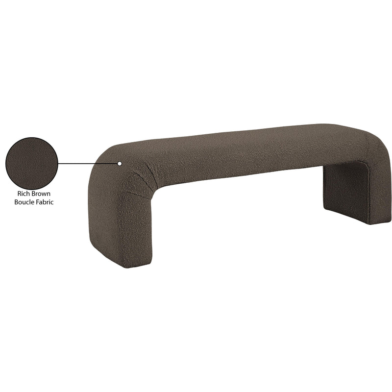 Meridian Niagara Brown Boucle Fabric Bench IMAGE 8