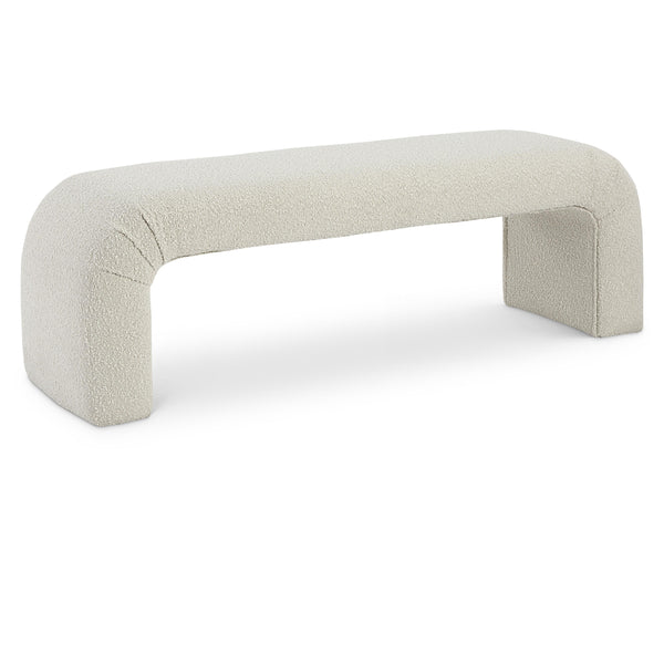 Meridian Niagara Cream Boucle Fabric Bench IMAGE 1
