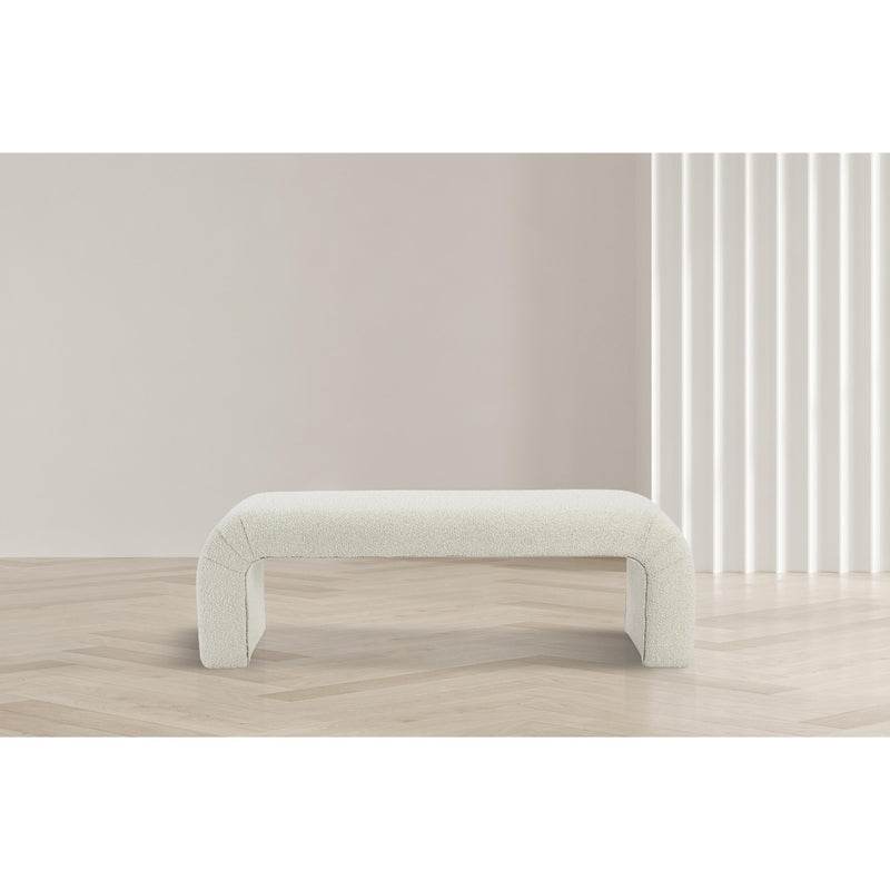Meridian Niagara Cream Boucle Fabric Bench IMAGE 2