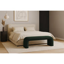 Meridian Niagara Green Boucle Fabric Bench IMAGE 2