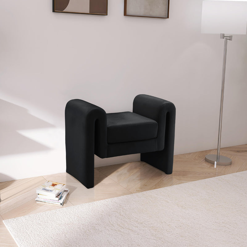 Meridian Sloan Black Velvet Bench IMAGE 2