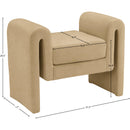 Meridian Sloan Camel Velvet Bench IMAGE 6