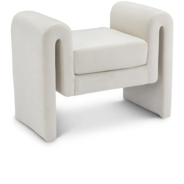 Meridian Sloan Cream Velvet Bench IMAGE 1