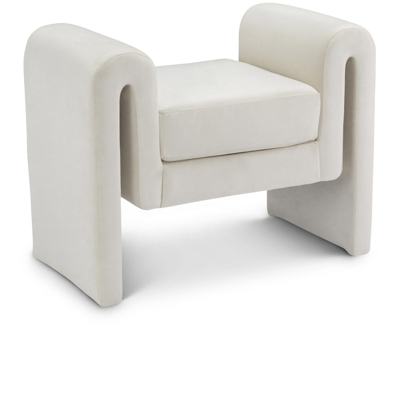 Meridian Sloan Cream Velvet Bench IMAGE 1