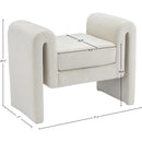 Meridian Sloan Cream Velvet Bench IMAGE 6