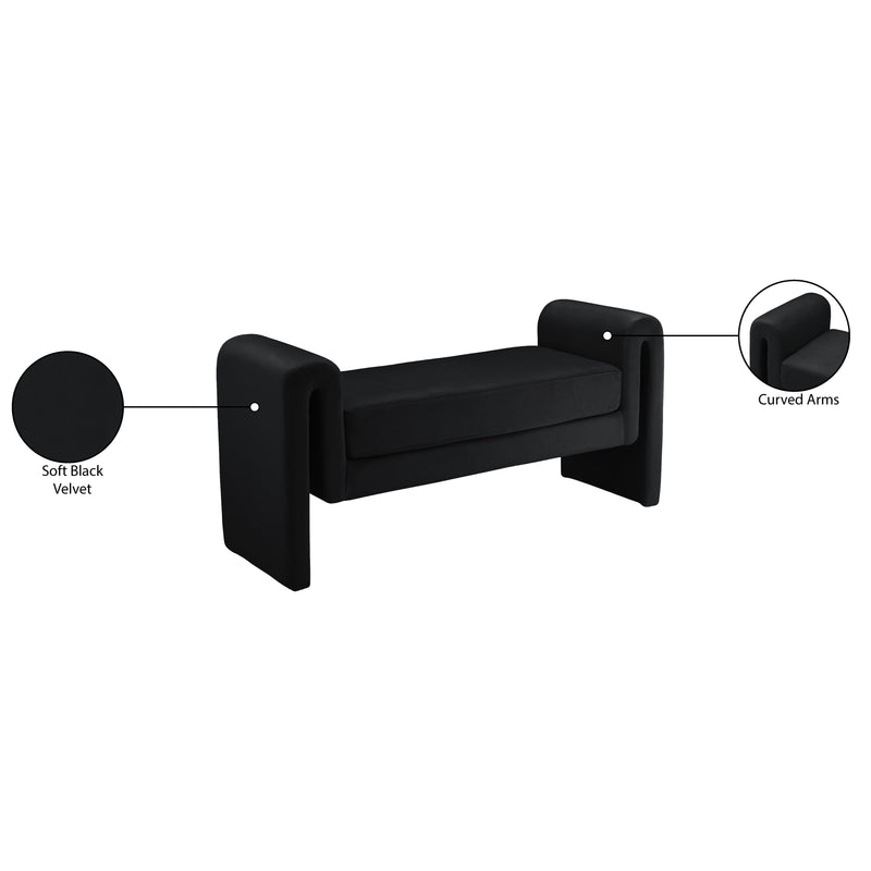 Meridian Sloan Black Velvet Bench IMAGE 7