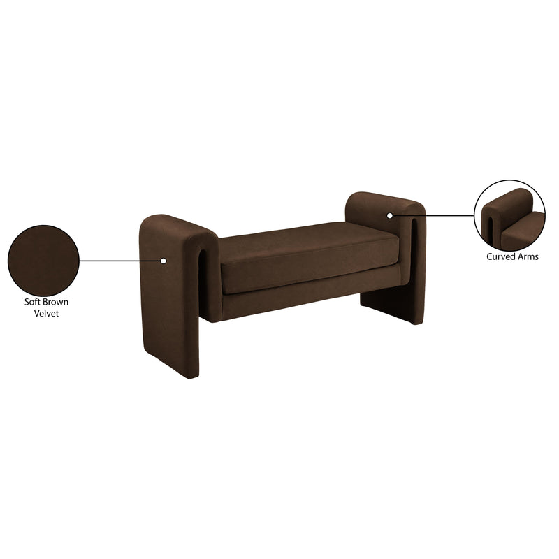 Meridian Sloan Brown Velvet Bench IMAGE 7