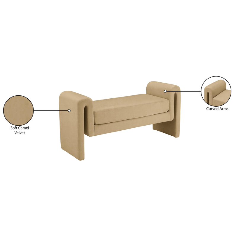 Meridian Sloan Camel Velvet Bench IMAGE 7