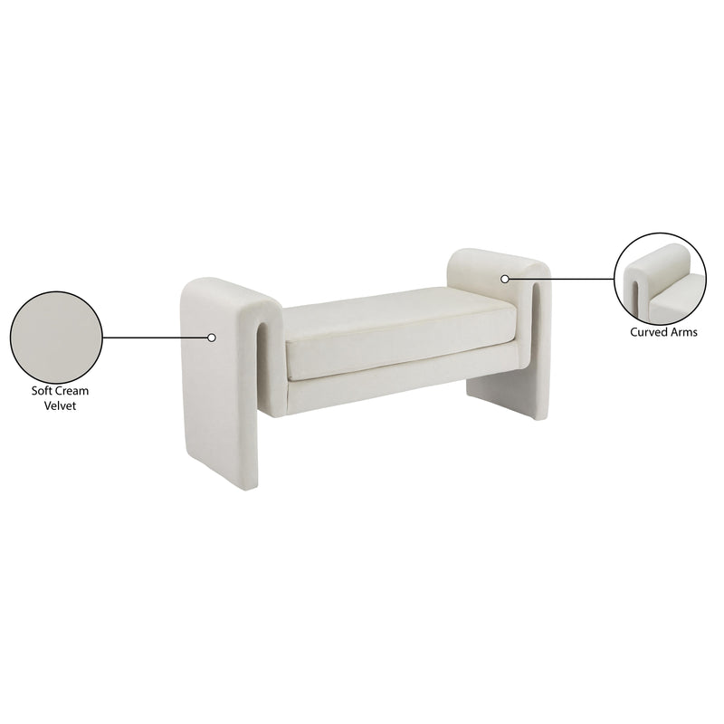 Meridian Sloan Cream Velvet Bench IMAGE 7