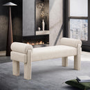 Meridian Stefano Beige Polyester Fabric Bench IMAGE 2