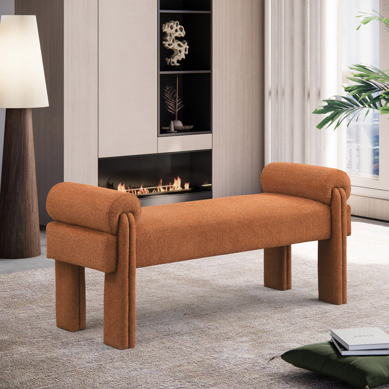 Meridian Stefano Cognac Polyester Fabric Bench IMAGE 2