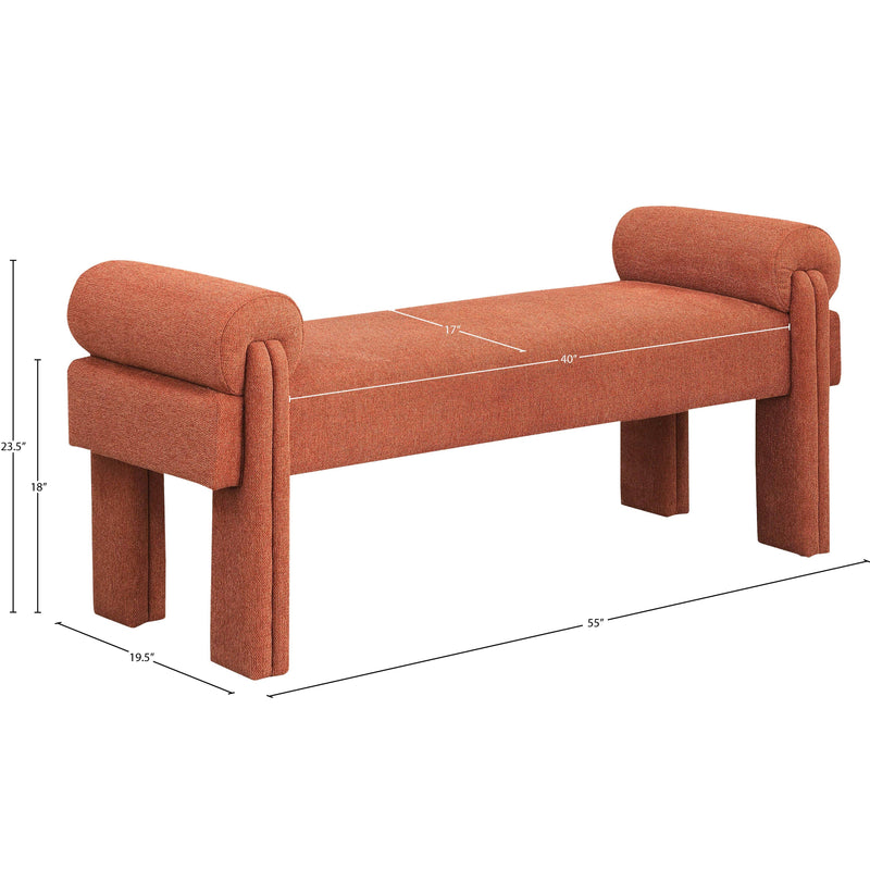 Meridian Stefano Cognac Polyester Fabric Bench IMAGE 7
